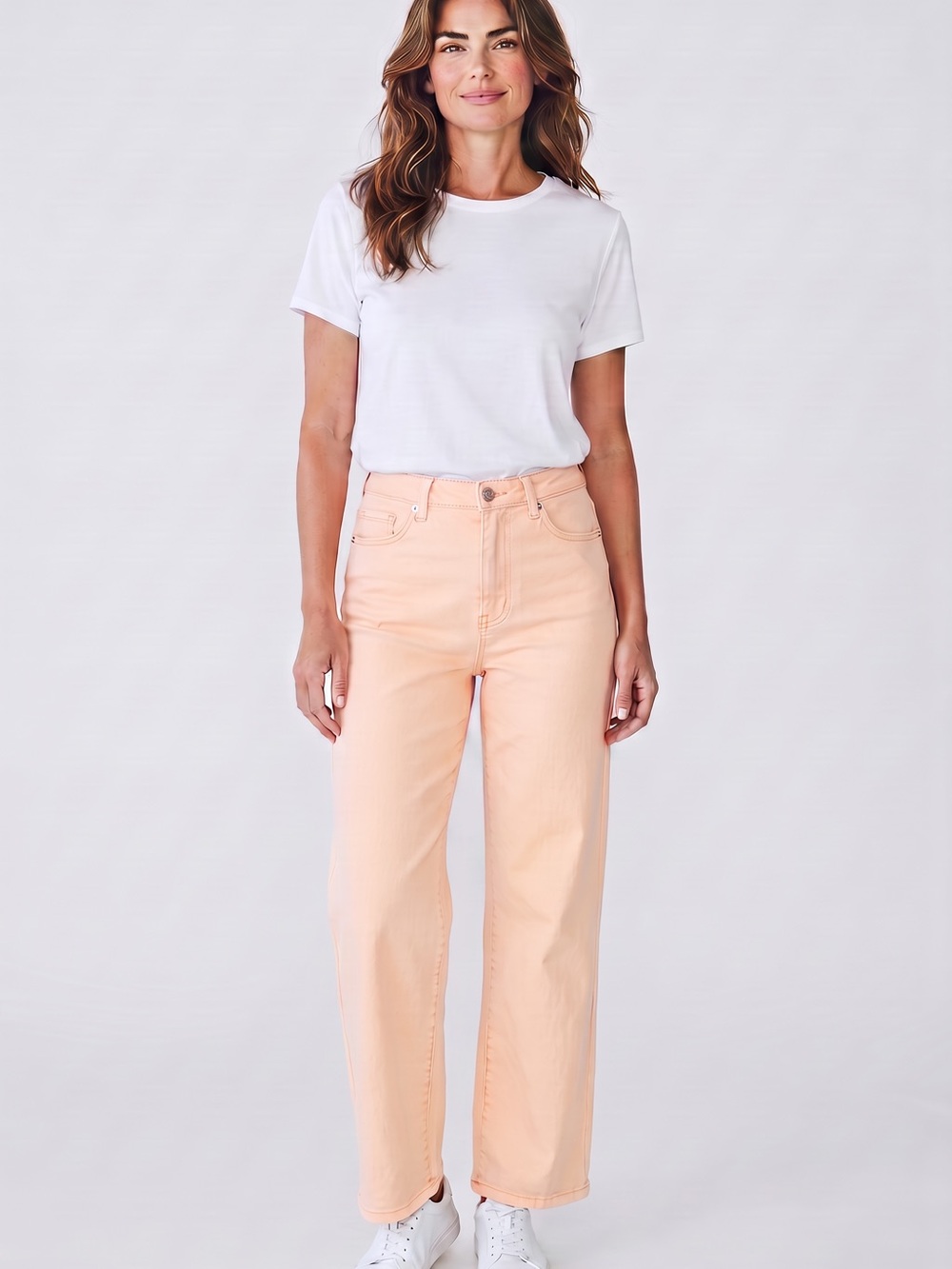Wonderly Straight Leg Jeans in washed Peach
